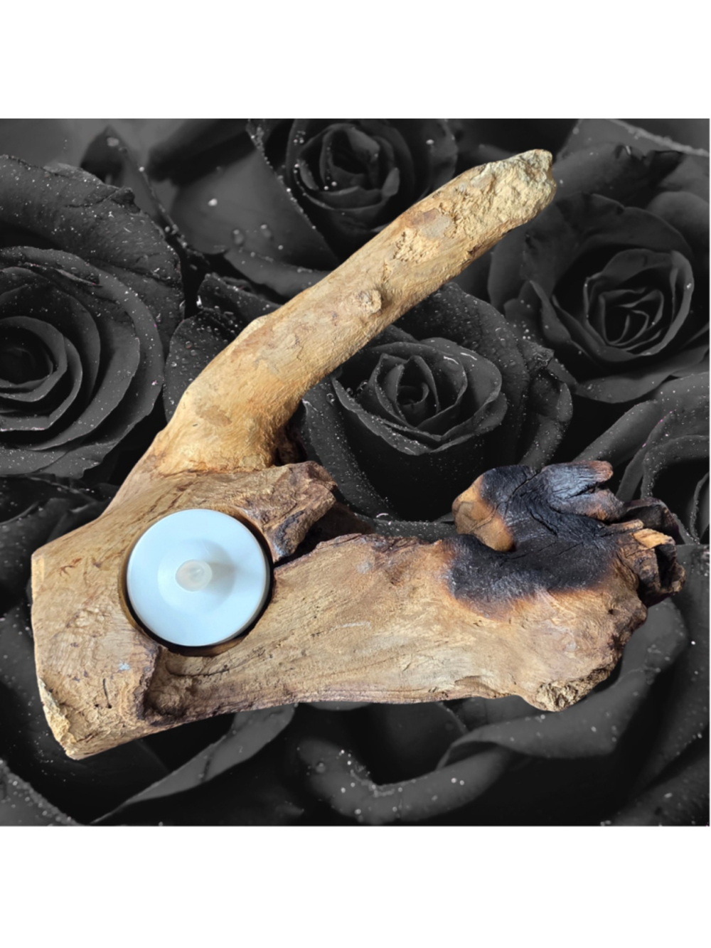 Natural Driftwood Tea Light Holder - Sculptural Found Wood Altar - Unique Rustic